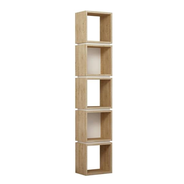 Decortie Multi Modern Bookcase Display Unit Stylish Freestanding Storage Oak White 167cm Tall