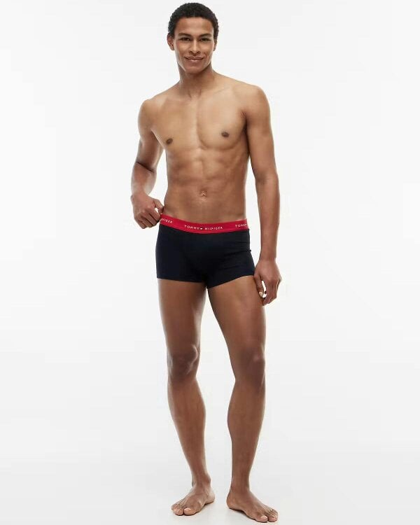 Tommy Hilfiger 3-Pack Logo Waistband Mens Trunks - Primary Red/White/Desert Sky