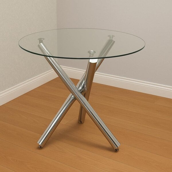 Kosy Koala Modern Dining Table Set With Round Clear Glass Table and 4 white plastic chairs