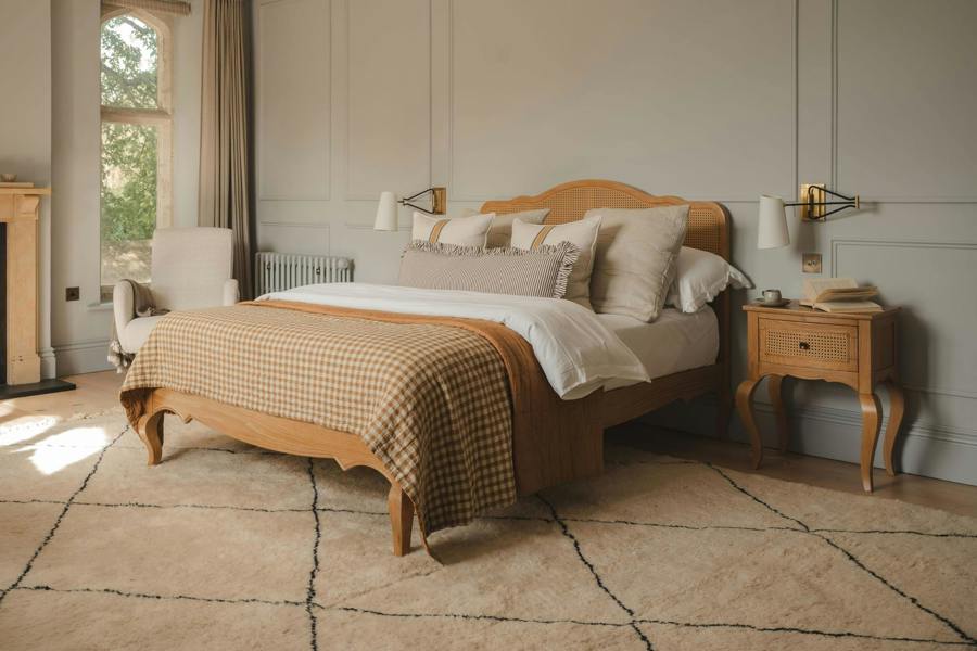 Statement Furniture Louis Bedside Table with Rattan Cane Drawer