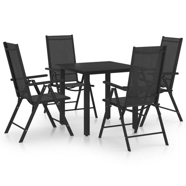 Berkfield 5 Piece Garden Dining Set Aluminium Black
