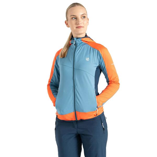 Dare 2B Womens/Ladies Traversing Core Stretch Midlayer - Niagara Blue/Satsuma - 