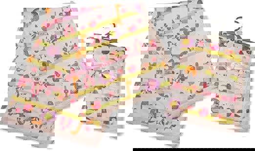 KAV Soft Fleece Baby Blanket - Luxury Unisex Cute Animal Print Gift Set for Newborn Babies, Girl/Boy, Infant - Pink and Multi Colour 75x100 CM