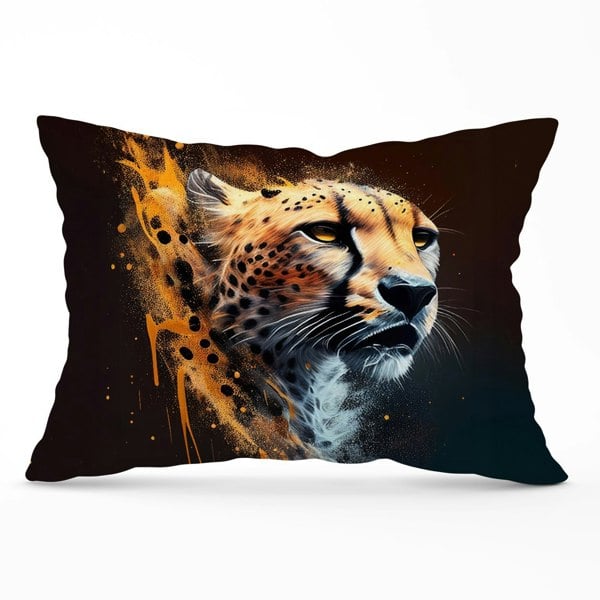 Warren Reed Cheetah Face Splashart Dark Background Cushions