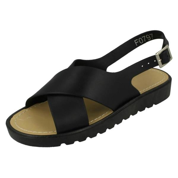 Spot On Ladies Spot On Low Slingback X Vamp Sandal