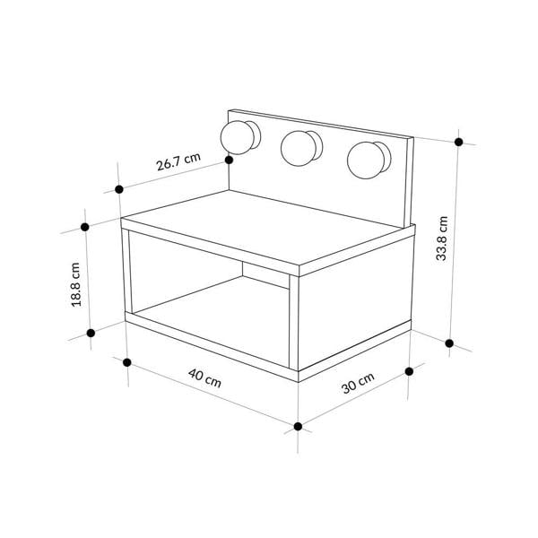 Decortie Floating Bedside Table with 3 LED Lights 30cm Modern Wall-mounted Open Shelf for Storage, Bedroom