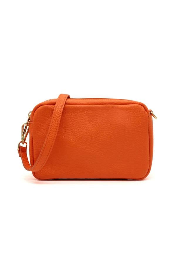 Pluspup Italian Genuine Leather Crossbody Bag with Double Zipper Compartments