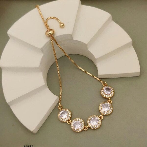 The Colourful Aura Large Round Zircon Adjustable Sliding Bracelet