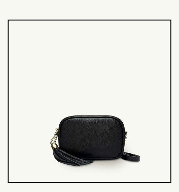 Apatchy London The Mini Tassel Leather Phone Bag - Black