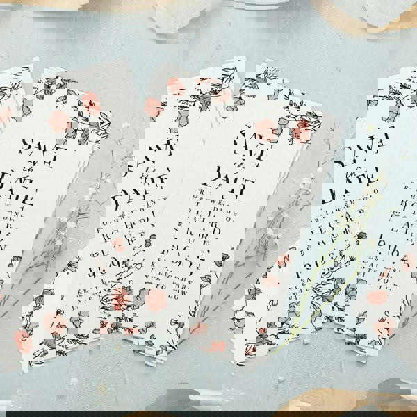 Personalised Memento Company Personalised Pink Floral Set of 36 Wedding Save the Dates