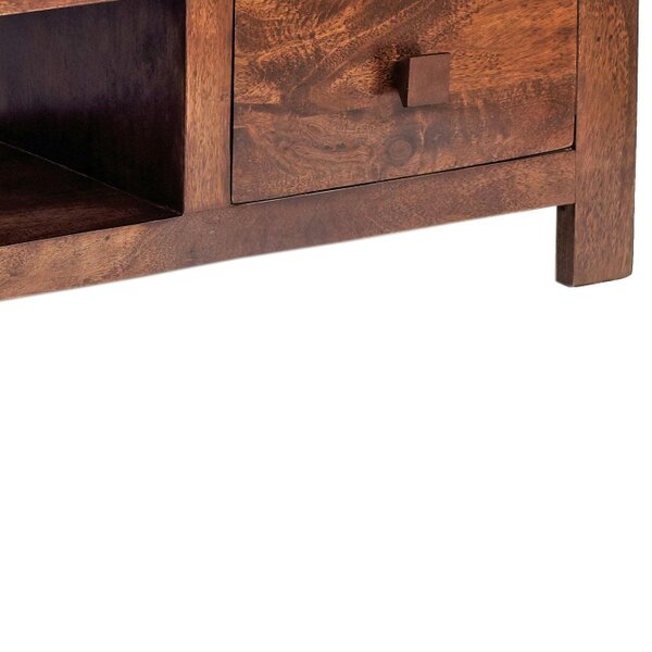 Wyld Haus Phuket Dark Mango Wood TV Media Unit 2 Drawers 1 Open Shelf