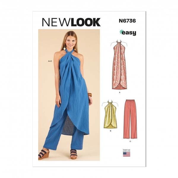 New Look Sewing Pattern 6736, Tops, Trousers for Women, 6-8-10-12-14-16-18 - Easy