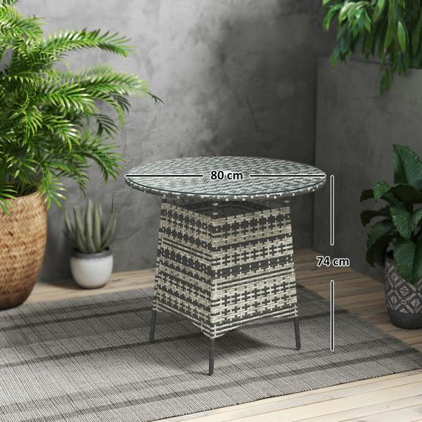 Wyld Haus Viveke Rattan Grey Outdoor Coffee Table With Tempered Glass Top And Parasol Hole