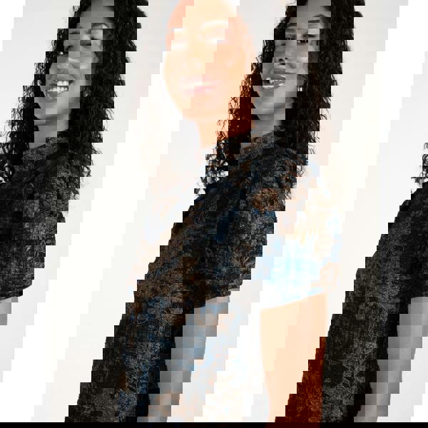 Blue Vanilla High Neck Puff Sleeve Dress