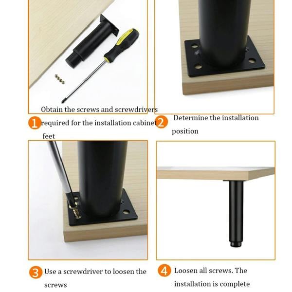 Havendro 720-1100mm Adjustable Support Legs for Kitchen Worktop Desk Breakfast Bar Black