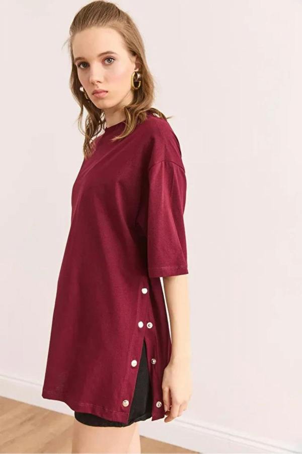 Hoxton Gal 100% Cotton T-Shirt with Side Buttons