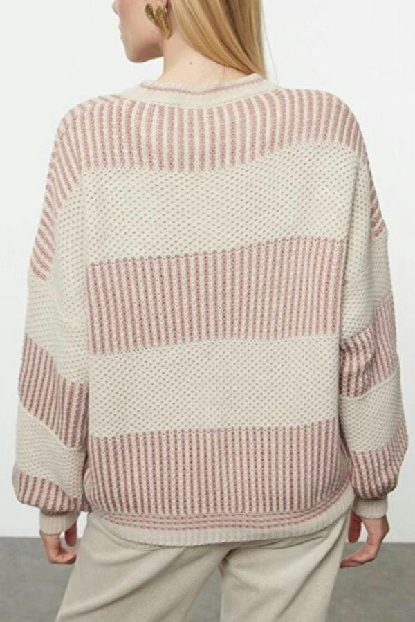 WOVCOR Wide Cut Striped Knit Sweater