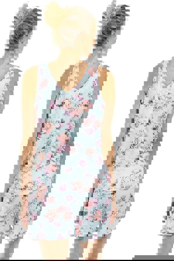 Camille Light Blue Lightweight Floral Print Short Pyjama Set