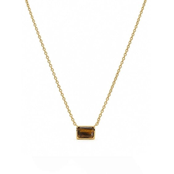 Luxe Tones Mara Luxe 18K Gold Plated Tiger’s Eye Pendant Necklace