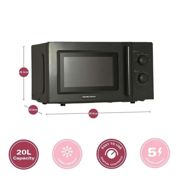 Hamilton Beach Miami Manual 800W Microwave - Charcoal Grey - Hamilton Beach UK