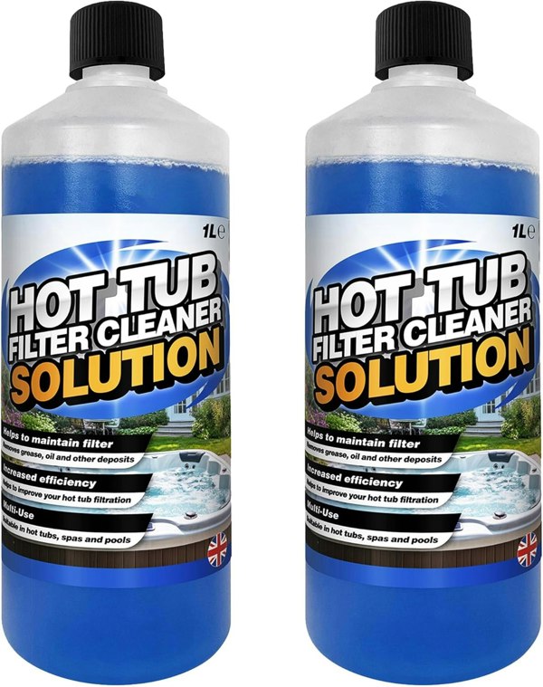 1 Litre Hot Tub Spa & Pool Filter Cartridge Cleaner Solution Removes Grease & Oil
