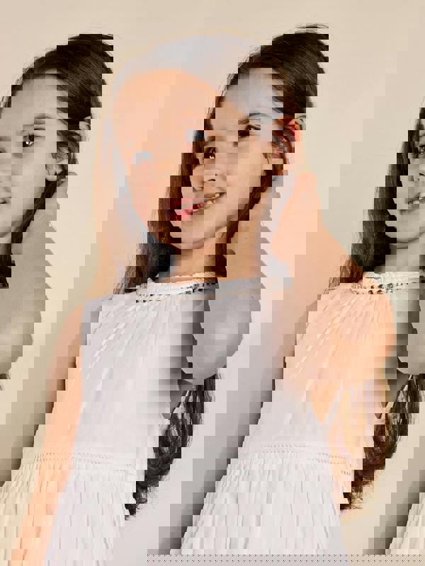 GWD Zadie Diamante Trim White Dress