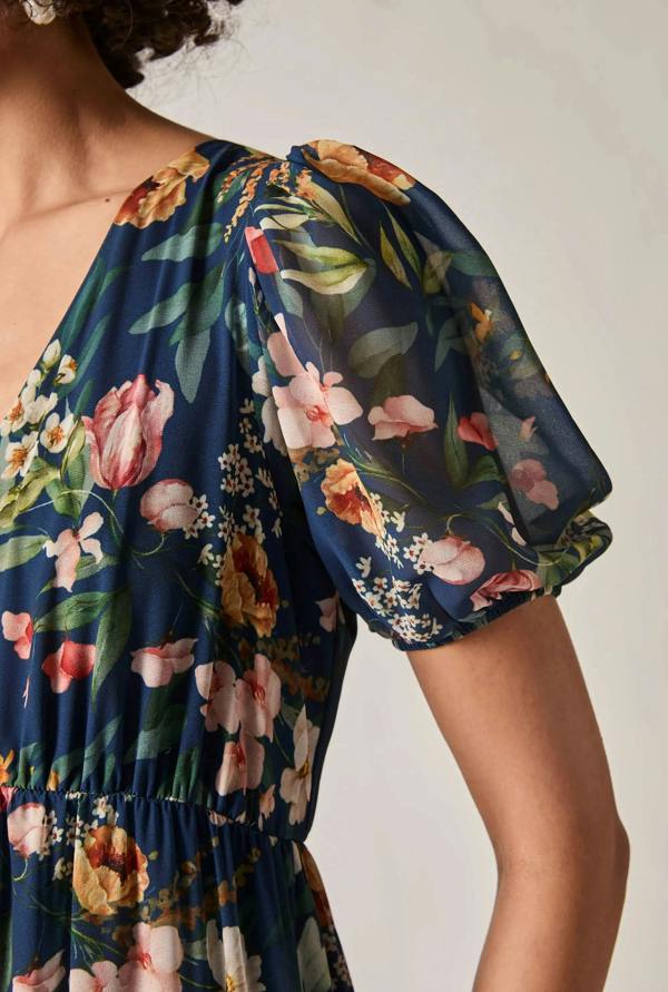 James Lakeland Navy Botanical Floral Maxi Dress