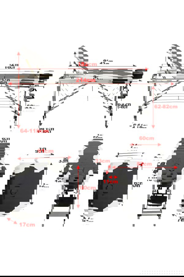 Living and Home Professional Folding Beauty Spa Bed Portable Adjustable Massage Bed