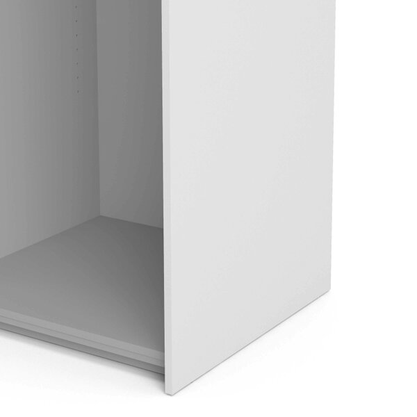 Wyld Haus Bordeaux White Sliding Door Wardrobe 2 Door with 5 Shelves and Hanging Rail
