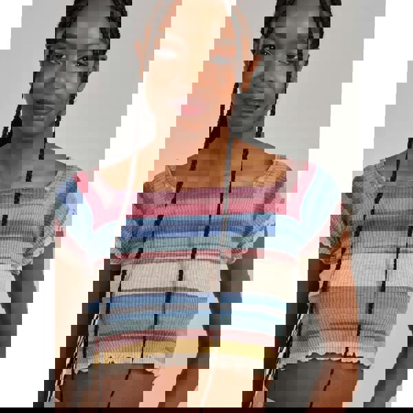 Pink Vanilla Space Dye Lettuce Hem Square Neck Crop Top