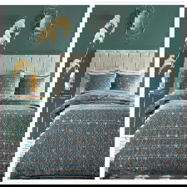 Furn Bee Deco Geometric Duvet Cover Set - French Blue