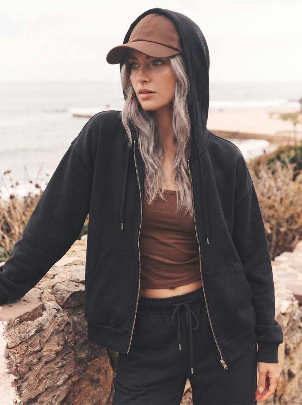 Anniou Fleece Lined Full Zip Hoodie