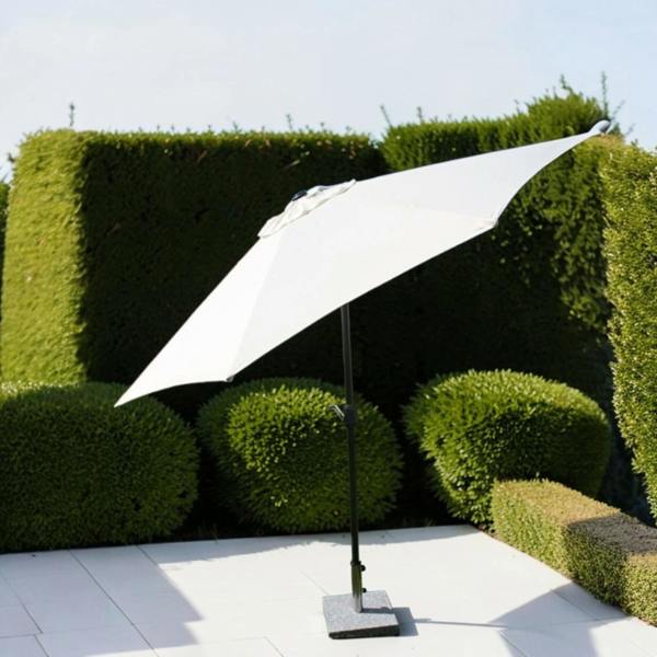 The Garden Marketplace 2.7m Wide Cream Garden Parasol Umbrella with Tilt and Crank, 180g Fade Resistant Polyester Canopy with Wind Vent