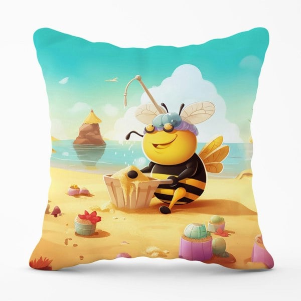 Warren Reed Bumblebee On A Beach Holiday Cushions