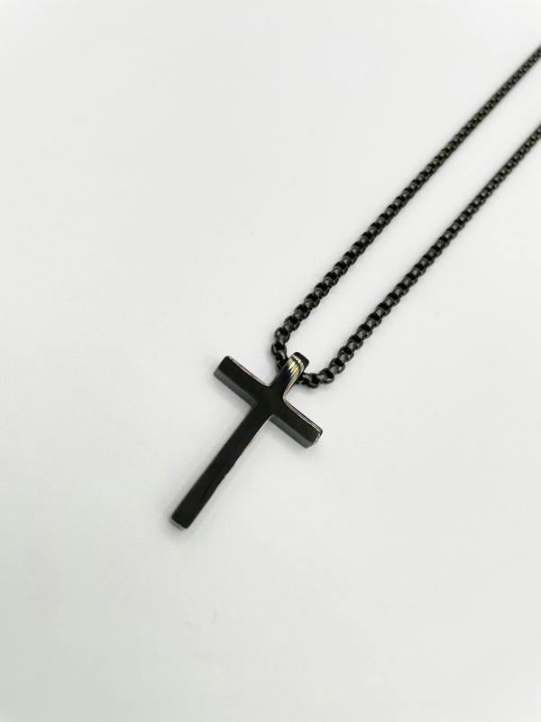SVNX Cross Pendant Necklace in Black