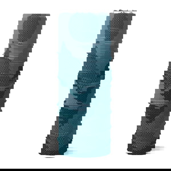 Mountains Blue RUFFNEK® snood with petrol blue and black abstract mountain design, ideal for hiking, cycling, skiing, and outdoor wear.  #HikingGear #CyclingStyle #SkiAccessories