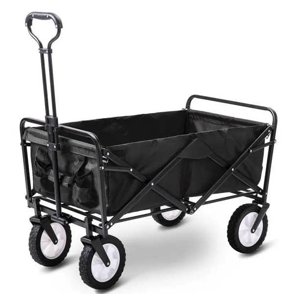 Dyzi Heavy Duty Folding Wagon Cart Collapsible Trolley Adjustable Handle