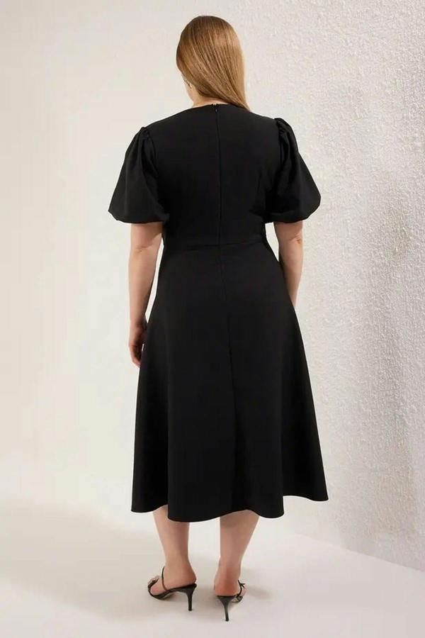 WOVCOR A-Line Woven Elegant Dress with Bow Detail