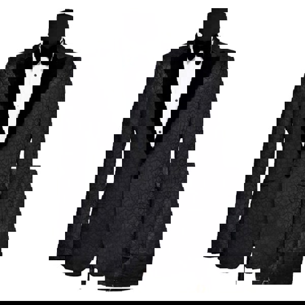 David WeJ Atticus Single Breasted Jacquard Velvet Peak Lapel Tuxedo- Black