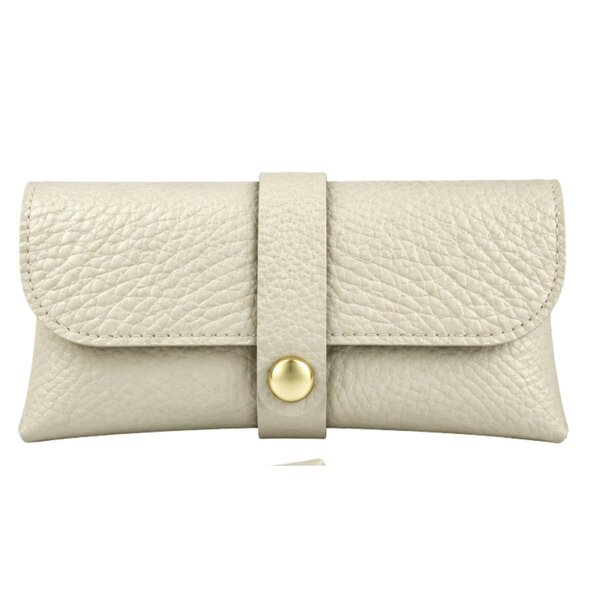 Love EMVY Italian Genuine Leather Glasses Case with Press Stud Fastening - Stone