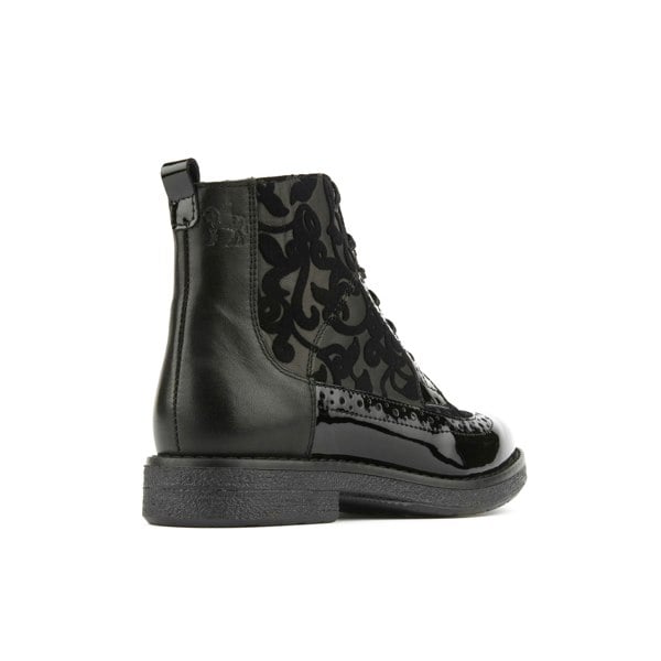 Embassy London Hatter - Black Floral - Women's zip up and lace up ankle boot with brogue styling
