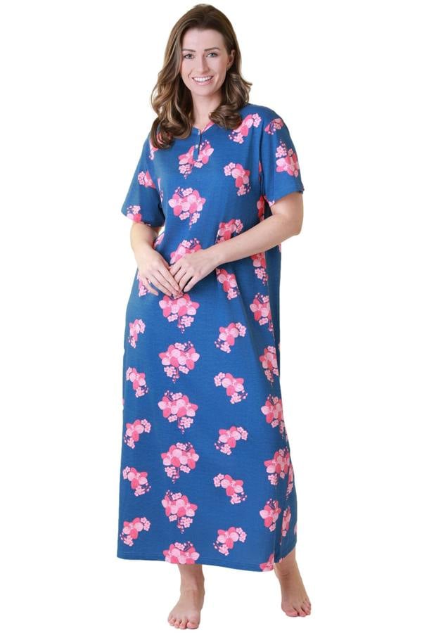 Camille Womens 100% Organic Cotton Classic Full Length Short Sleeved Nightdress