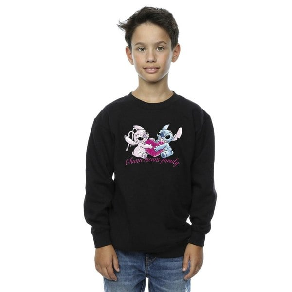 Disney Boys Lilo And Stitch Ohana Heart With Angel Sweatshirt - Black