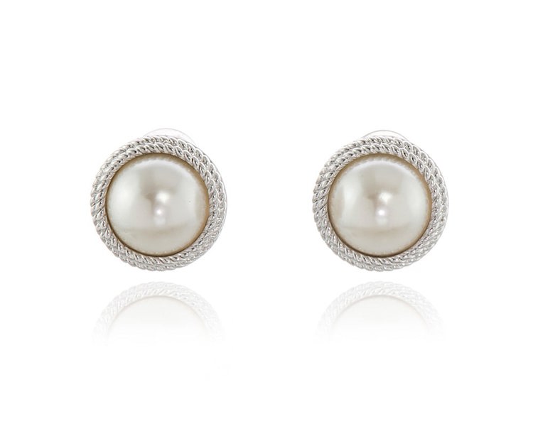 Cachet London Elan Pearl Silver Clip On Earrings
