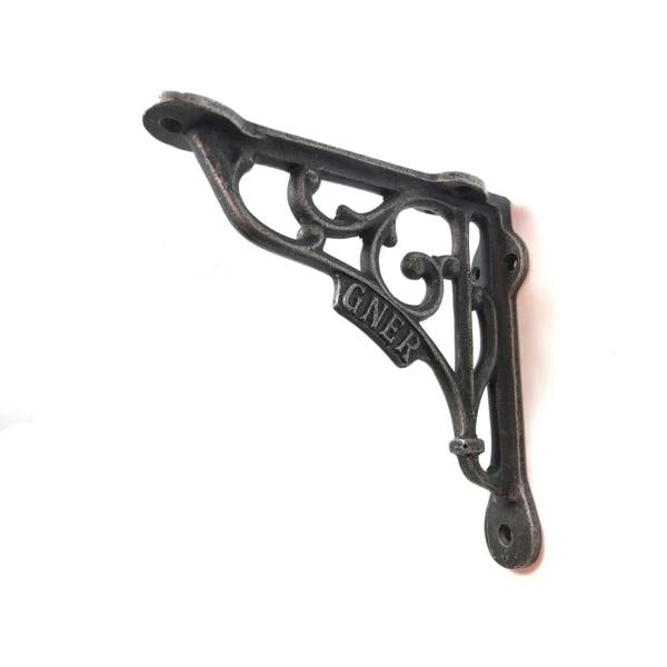 Pair of Antique Cast Iron 'GNER' Railway Victorian Style Shelf Brackets 
