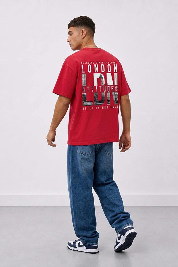 London Attitude Fearless Street Culture Oversized Heavyweight Graphic T-Shirt