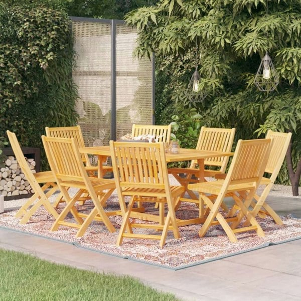 Berkfield 9 Piece Garden Dining Set Solid Teak Wood