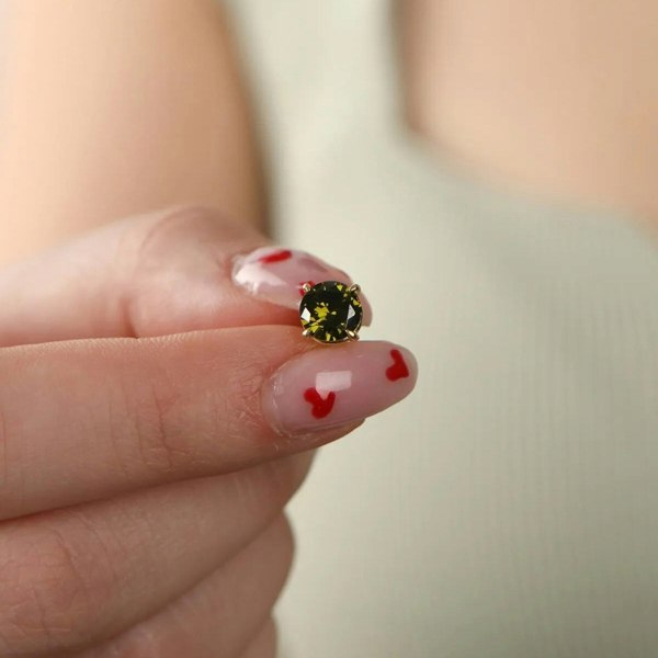 Spero London 9ct Solid Gold Peridot Stud Earrings