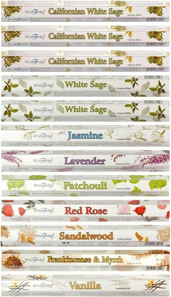 Stamford 37339 Californian White Sage Variety Incense Sticks Gift Set, 12 packs x 20 sticks