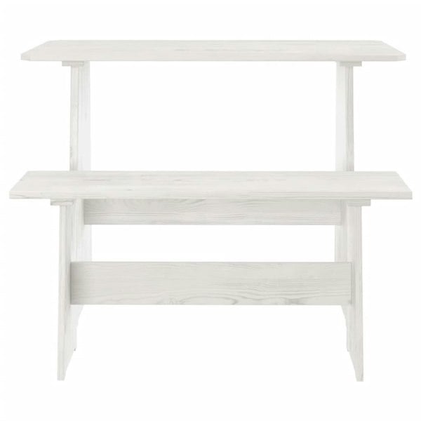 Berkfield Dining Table with Bench White Solid Pinewood